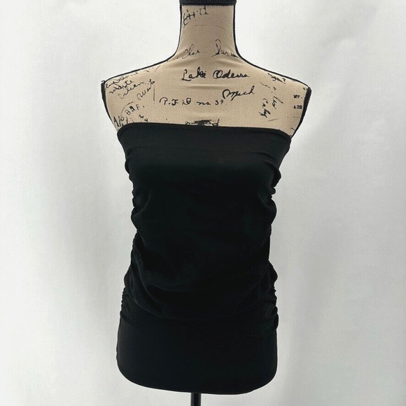 SPRWMN Strapless Top Womens S Black Knit Ruched Sides Date Night Club Party Glam - Picture 8 of 8